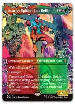 Scarlet Spider, Ben Reilly (Borderless) #214 (Foil) NM Spider-Man SPM Magic MTG - Image 1