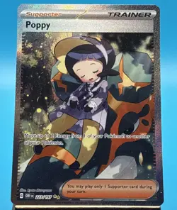 2023 Pokemon S&V Obsidian Flames Poppy 227/197 ULTRA RARE FULL ART HOLO Card - Image 1