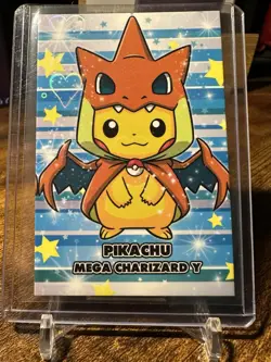 Pokemon Merry Christmas Card Database Pikachu Poncho Charizard Heart Holo - Image 1