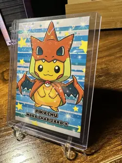 Pokemon Merry Christmas Card Database Pikachu Poncho Charizard Heart Holo - Image 2