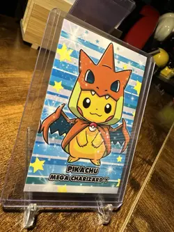 Pokemon Merry Christmas Card Database Pikachu Poncho Charizard Heart Holo - Image 3