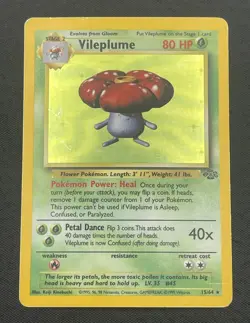 Vileplume 15/64 Jungle Holo Rare Unlimited Pokemon Card Moderate Play MP - Image 2