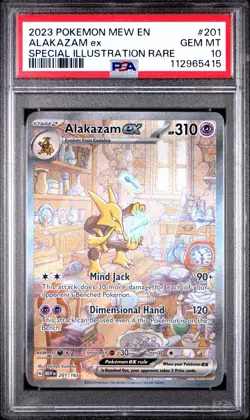 2023 POKEMON MEW EN PSA 10 ALAKAZAM EX SPECIAL ILLUSTRATION RARE 201 - Image 1