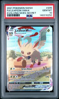 Pokemon Leafeon VMAX Evolving Skies Secret Rare Full Alt Art #205 PSA 10 - Image 1