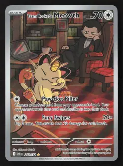 Team Rocket's Meowth Illustration Rare Holofoil DRI 203/182 NM Pokemon TCG - Image 1