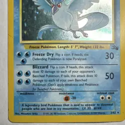 Pokemon Articuno Fossil Holo Rare Unlimited 2/62 70 HP Moderately Played - Image 3