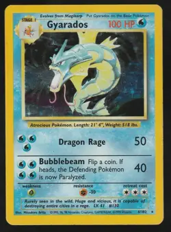 Pokemon TCG Gyarados Base Set 6/102 Holo Unlimited Holo Rare LP/MP - Image 1