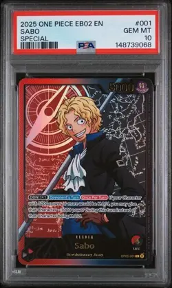 2025 ONE PIECE EB02-EXTRA BOOSTER -ANIME 25TH COLL- SPECIAL #001 SABO PSA 10 - Image 1