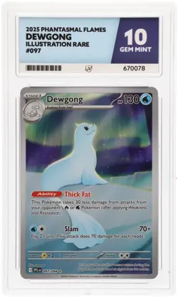 Pokemon TCG Dewgong 097/094 Phantasmal Flames Illustration Rare ACE 10 GRADED! - Image 1