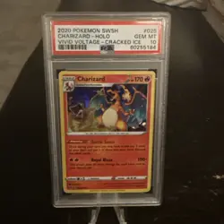 2020 POKEMON SWORD & SHIELD VIVID VOLTAGE CRACKED ICE #025 CHARIZARD HOLO PSA 10 - Image 1