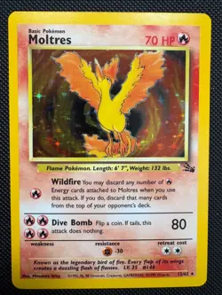 Moltres 12/62 Holo Rare Fossil Unlimited 1999 WOTC Pokemon Card MP/LP - Image 1