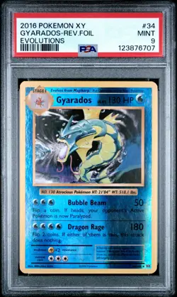 2016 POKEMON XY EVOLUTIONS #34 GYARADOS-REVERSE FOIL PSA 9 - Image 1