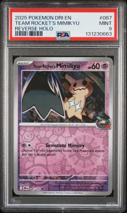 2025 POKEMON DRI EN-DESTINED RIVALS REVERSE HOLO TEAM ROCKET'S MIMIKYU PSA 9 - Image 1