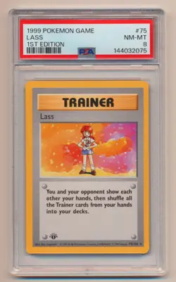 PSA 8 Pokemon Base Set 1st Edition Rare Lass 75/102 NM/MINT Condition!! - Image 1