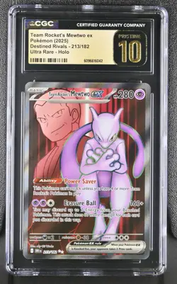 Pokemon Team Rocket's Mewtwo ex Destined Rivals Ultra Rare #213 CGC 10 Pristine - Image 1
