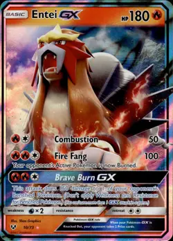 Pokemon TCG Holo Full Art Entei GX Shining Legends 10/73 - Image 1
