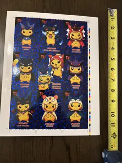 Uncut Pikachu Poncho Sheet (Blue Foil ) Pokemon Non TCG Free Shipping! - Image 3