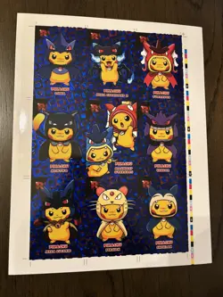 Uncut Pikachu Poncho Sheet (Blue Foil ) Pokemon Non TCG Free Shipping! - Image 4