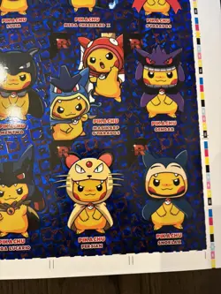 Uncut Pikachu Poncho Sheet (Blue Foil ) Pokemon Non TCG Free Shipping! - Image 5