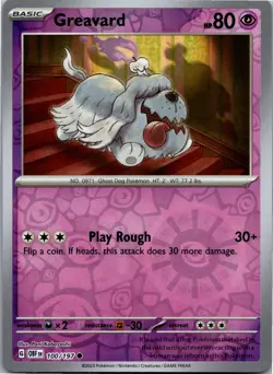 Greavard - SV03: Obsidian Flames 100/197 - Common - NM Pokemon TCG - Image 1