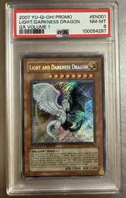 2007 Yu-Gi-Oh! GX Vol. 1 YG01-EN001 Light and Darkness Dragon Secret Rare PSA 8 - Image 1