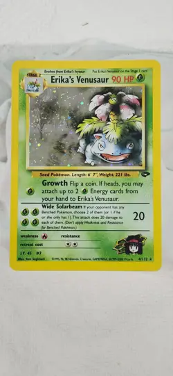 Pokemon Erika’s Venusaur 4/132 Holo Rare Gym Challenge Card 2000 Vintage LP - Image 1