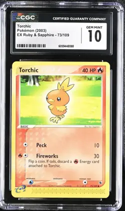 CGC 10 Torchic 73/109 EX Ruby & Sapphire 2003 Pokemon Card - Image 1