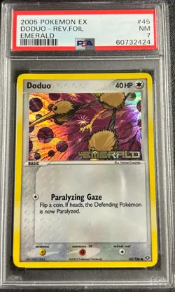 PSA 7 Doduo Reverse Holo 45106 EX Emerald 2005 Pokemon Card - Image 1