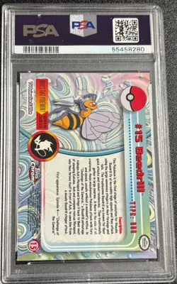 PSA 9 Beedrill Chrome #15 Pokemon TV Topps 2000 Pokemon Card - Image 2
