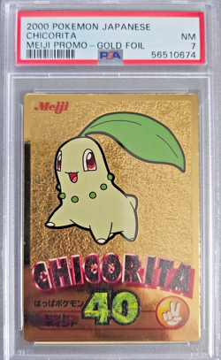 PSA 7 Chicorita Gold Foil Meiji Promo 2000 Japanese Pokemon Card - Image 1