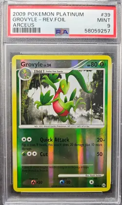 PSA 9 MINT Grovyle 39/99 Reverse Holo Platinum Arceus 2009 Pokemon Card - Image 1