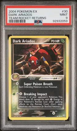PSA 9 MINT Dark Ariados 30/109 EX Team Rocket Returns 2004 Pokemon Card - Image 1