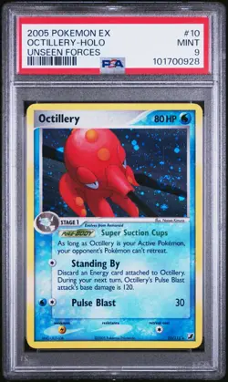 PSA 9 Octillery Holo 10/115 EX Unseen Forces 2005 Pokemon Card - Image 1