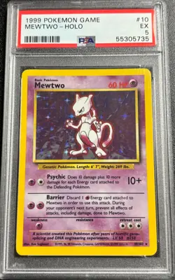 PSA 5 Mewtwo Holo 10102 Base Set 1999 Pokemon Card - Image 1