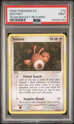 PSA 9 MINT Sentret 75/109 EX Team Rocket Returns 2004 Pokemon Card - Image 1