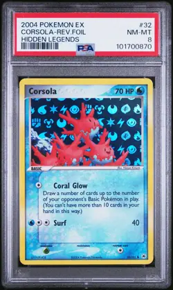 PSA 8 Corsola Reverse Holo 32/101 EX Hidden Legends 2004 Pokemon Card - Image 1