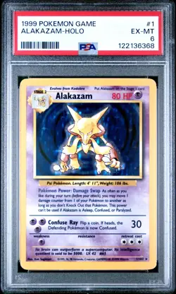 PSA 6 Alakazam Holo 1/102 Base Set 1999 Pokemon Card - Image 1