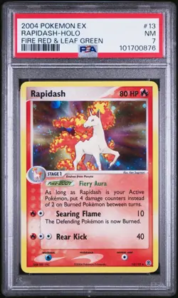 PSA 7 Rapidash Reverse Holo 13/112 EX Fire Red & Leaf Green 2004 Pokemon Card - Image 1