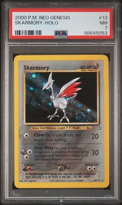 PSA 7 Skarmory Holo 13/111 Neo Genesis 2000 Pokemon Card - Image 1