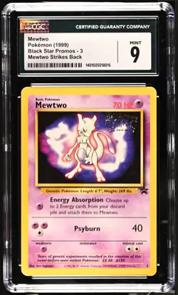 CGC 9 Mewtwo 3 Black Star Promo Mewtwo Strikes Back 1999 Pokemon Card - Image 1
