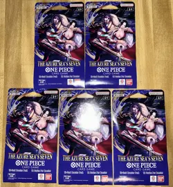 One Piece Card Game The Azure Sea's Seven OP-14 Sleeved Booster Packs Lot of 5 - Image 1