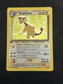 Pokemon Cards: Neo Revelation 1st Edition Rare Holo: Ampharos 1/64 - Image 1