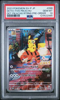 2023 POKEMON JAPANESE SV-P PROMO #098 DETECTIVE PIKACHU PSA 10 - Image 1
