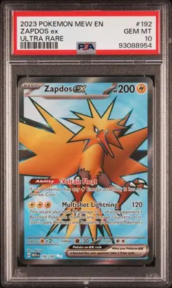 Zapdos ex 192/165 PSA 10 Pokemon SV: 151 Ultra Rare - Image 1