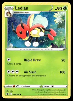 Ledian SWSH06: Chilling Reign 005/198 MP Pokemon TCG | Buy 10 Get 10 Free - Image 1