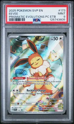 PSA 9 Eevee Prismatic Evolutions Pokemon Center Stamped ETB Promo #173 - Image 1