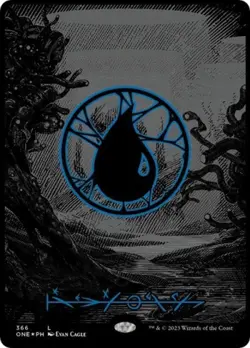 MTG English Island (Phyrexian) - Full Art (Oil Slick Raised Foil) NM Foil - Image 1