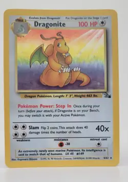 Dragonite 4/62 Holo Fossil 1999 WOTC Pokemon Card – LP+/NM Vintage Rare - Image 1
