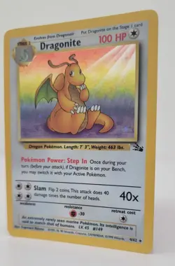 Dragonite 4/62 Holo Fossil 1999 WOTC Pokemon Card – LP+/NM Vintage Rare - Image 2