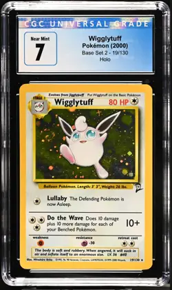 CGC 7 Wigglytuff Holo 19/130 Base Set 2 2000 Pokemon Card - Image 1